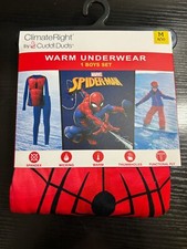 Climate Right Cuddl Duds Marvel Spider-Man Red Boys Warm Underwear Set M 8/10