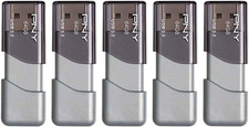 64GB Turbo Attach  3 USB 3.0 Flash Drive, 5-Pack, Grey, P-FD64GX5TBOP-MP, 100MB