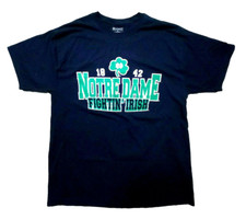 University of Notre Dame T-Shirt Fighting Irish Blue Size Large Champion
