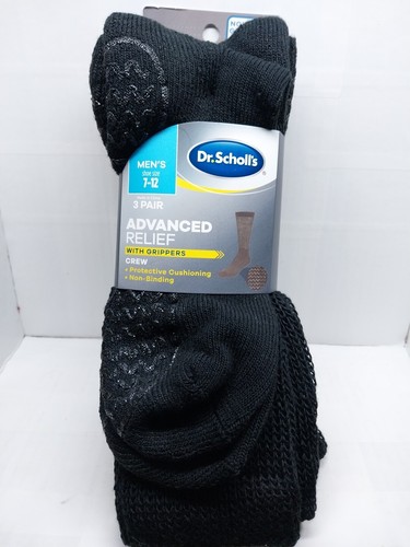 Dr. Scholl's Advanced Relief Crew Skarpety z chwytakami Męskie Rozmiar 7-12 Czarne