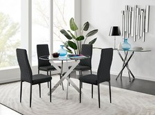 Image of Novara 100cm Round Dining Table and 4 Milan Black Leg Chairs