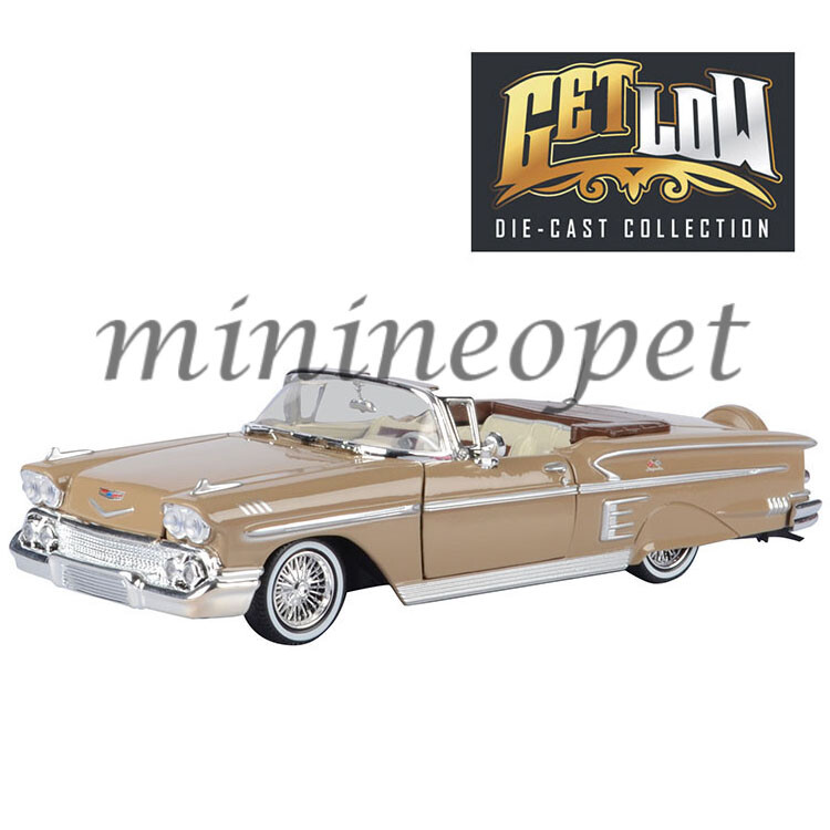 ミニカー dd701 '58 impala '90 towncar Motormax 1:24 Get Low 1958 Chevrolet Impala Convertible