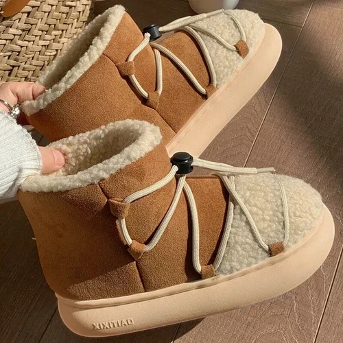 New Winter Warm Snow Boots 2023 Fur Short Non-slip Slippers High Top Bread Shoes - Picture 5 of 46