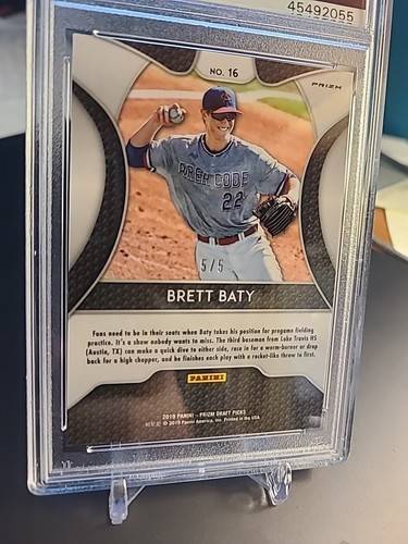 Brett Baty - PSA 10 - 2019 Panini Prizm DP #16 - Gold Vinyl SSP /5 - RC Mets - Picture 3 of 3