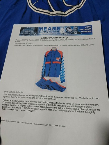 Vtg Rick Mahorn New Jersey Nets 1993-1994 Champion Warm Up Game Jacket 48 & 40 - Picture 12 of 12