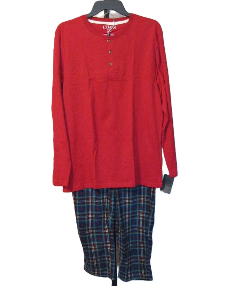 Conjunto de pantalones de dormir y henley Chaps para hombre NUEVO talla mediana Nuevo con etiquetas Foto 2 de 3