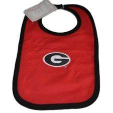 NCAA Georgia Bulldogs Embroidered Logo Red w/Black Edge Baby Bib Two Feet Ahead