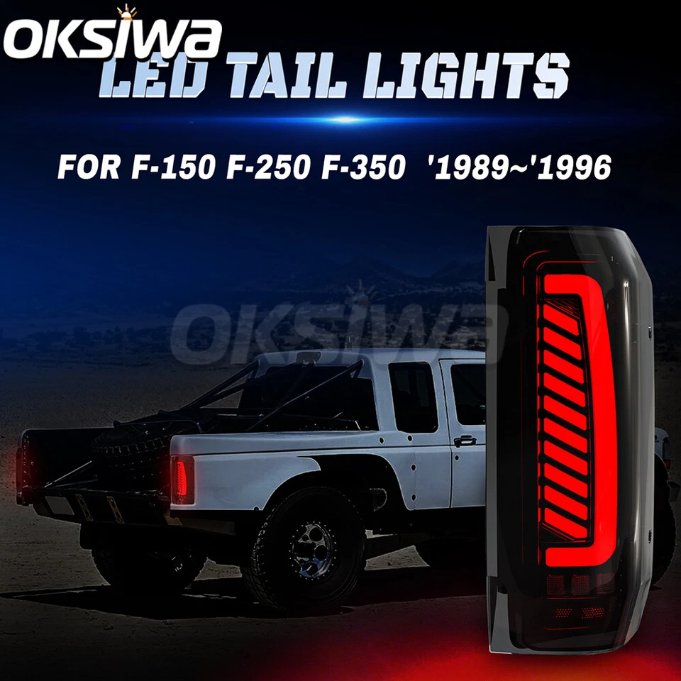 Smoke LED Taillights For 1989-1996 Ford F150 F250 F350 Bronco Brake Rear Lamps - Image 2 of 4