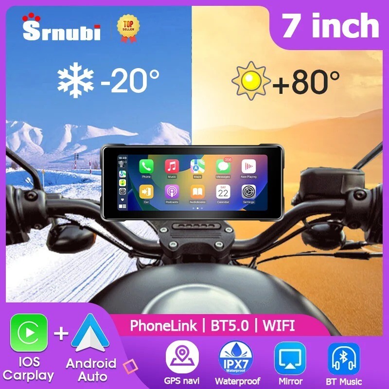 Inch Motorcycle Portable Navigation GPS Wireless Apple Carplay Android  Auto IP