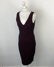 Michael Kors Lace Jacquard Pencil Dress Red & Black Size 8 US / 12 UK Women’s