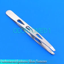Professional Eyebrow Silver Tweezer Hair Beauty Slanted Stainless Steel Tip 