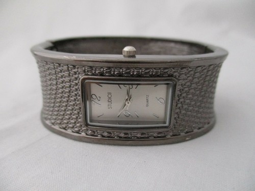 Studio TIME Watch Charcoal Cuff Band Fashion Quartz Analog