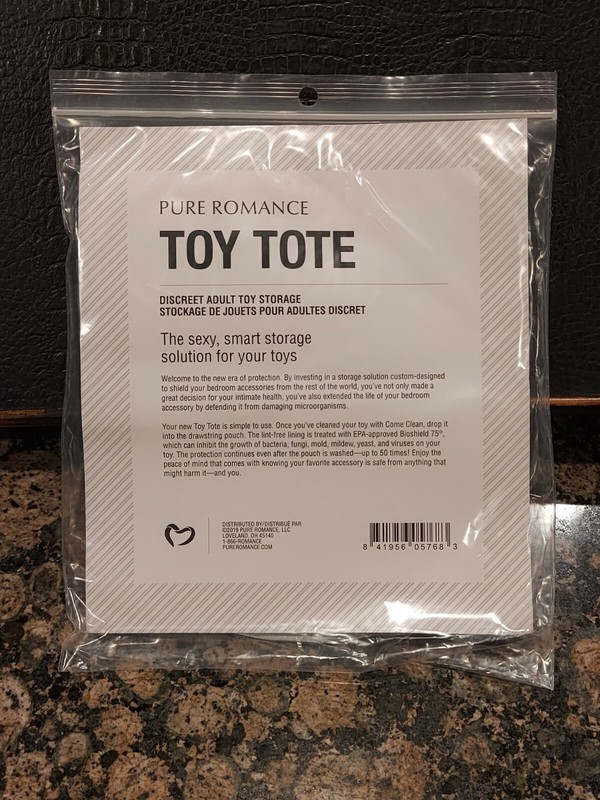 Pure Romance Toy Tote Silver Satin Discreet Adult Toy Storage Drawstring Bag New