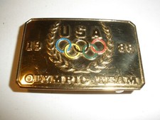 Belt Buckle USA 1988 Olympic Team EUC 2"x1.25" Gold Tone