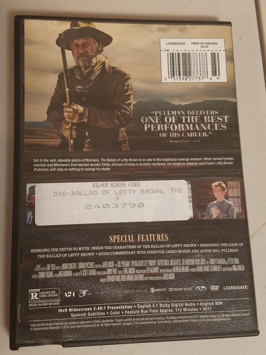 The Ballad of Lefty Brown (DVD, 2017) Bill Pullman, Jim Caviezel