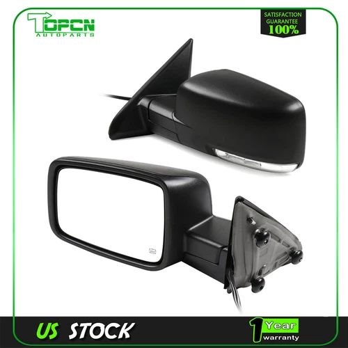 Power Heated Turn Signal Puddle Light Side Mirrors For 2009-19 Dodge Ram 1500