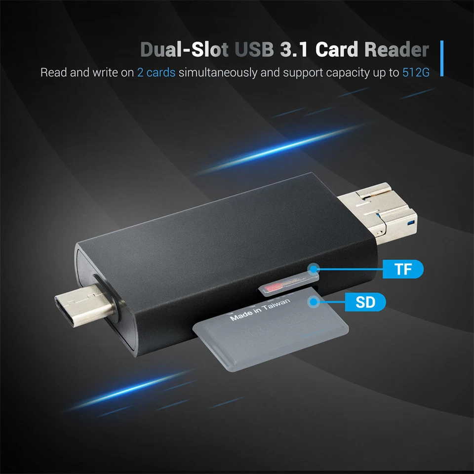 3in1 Type C USB 3.1 Card Reader OTG Adapter fr SD DHS-II Micro SD SDXC SDHC Card - Image 3 of 4