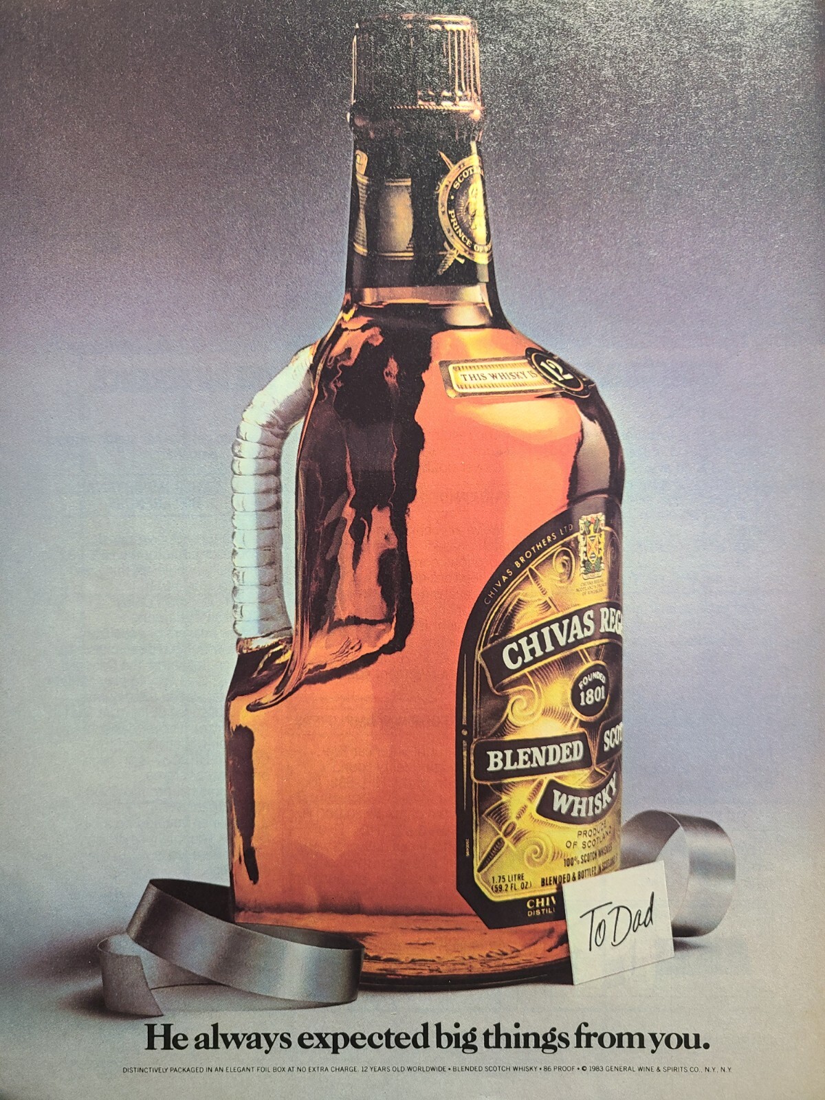 Vintage Print Ad 1983 Chivas Regal Blended Scotch Whisky Gift Bottle **See Descr