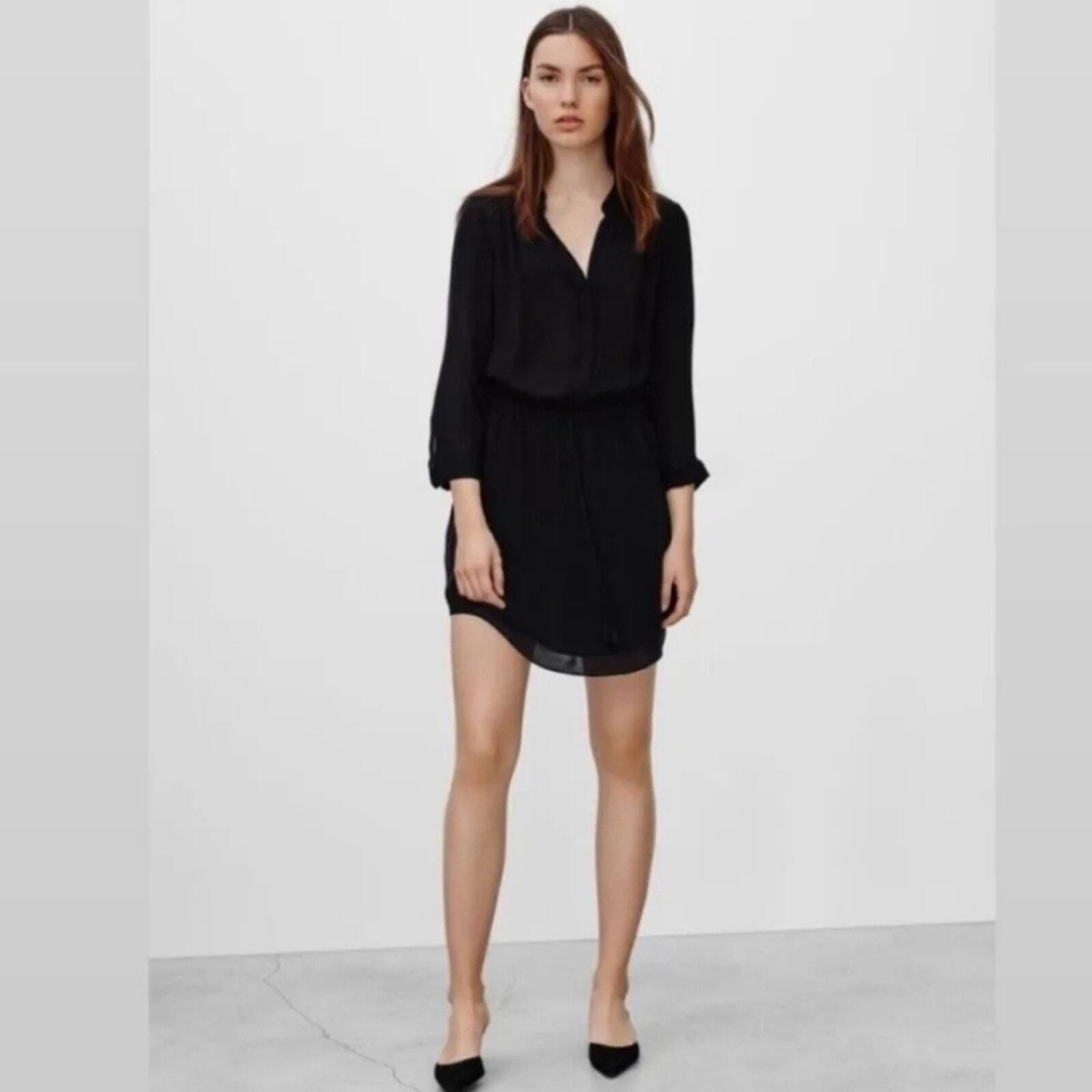 aritzia black satin dress Wilfred Aritzia black satin black dress