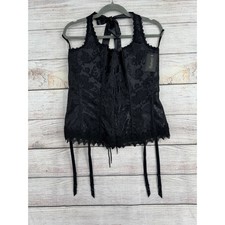 Fredericks of Hollywood Dream Halter Corset Womens 42 Black Garters NEW