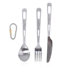 Titanium Tableware Camping Fork Spoon Outdoor Cutlery Set Travel Utensils
