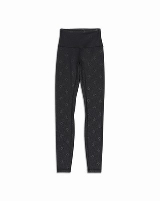 NWOT Womens Sz 14 Lululemon Leggings 28 inch in Black Emboss Logo! DESIRED PRINT