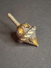 Antique Silver Spinning Top Dreidel, Gilt and Filigree, Central Asian Judaica