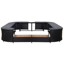 Square Spa Surround Poly Rattan Hot Tub Garde...