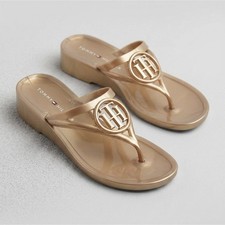 Tommy Hilfiger Venda Wedges Gold Jelly Flip-F...
