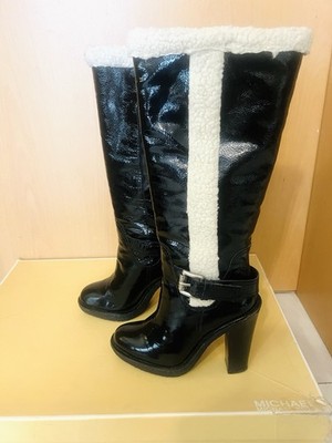 Michael Kors Stiefel Lackleder Gr 6,5 Schwarz Neu mit Karton