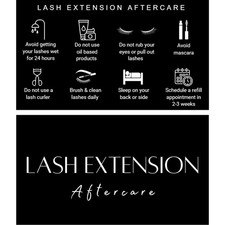 50 Pack Lash Extension Aftercare Cards 3.5x2" Double Sided Refill Instruction