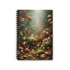 Enchanted Forest Mushroom Spiral Notebook, Ruled Journal Nature Art