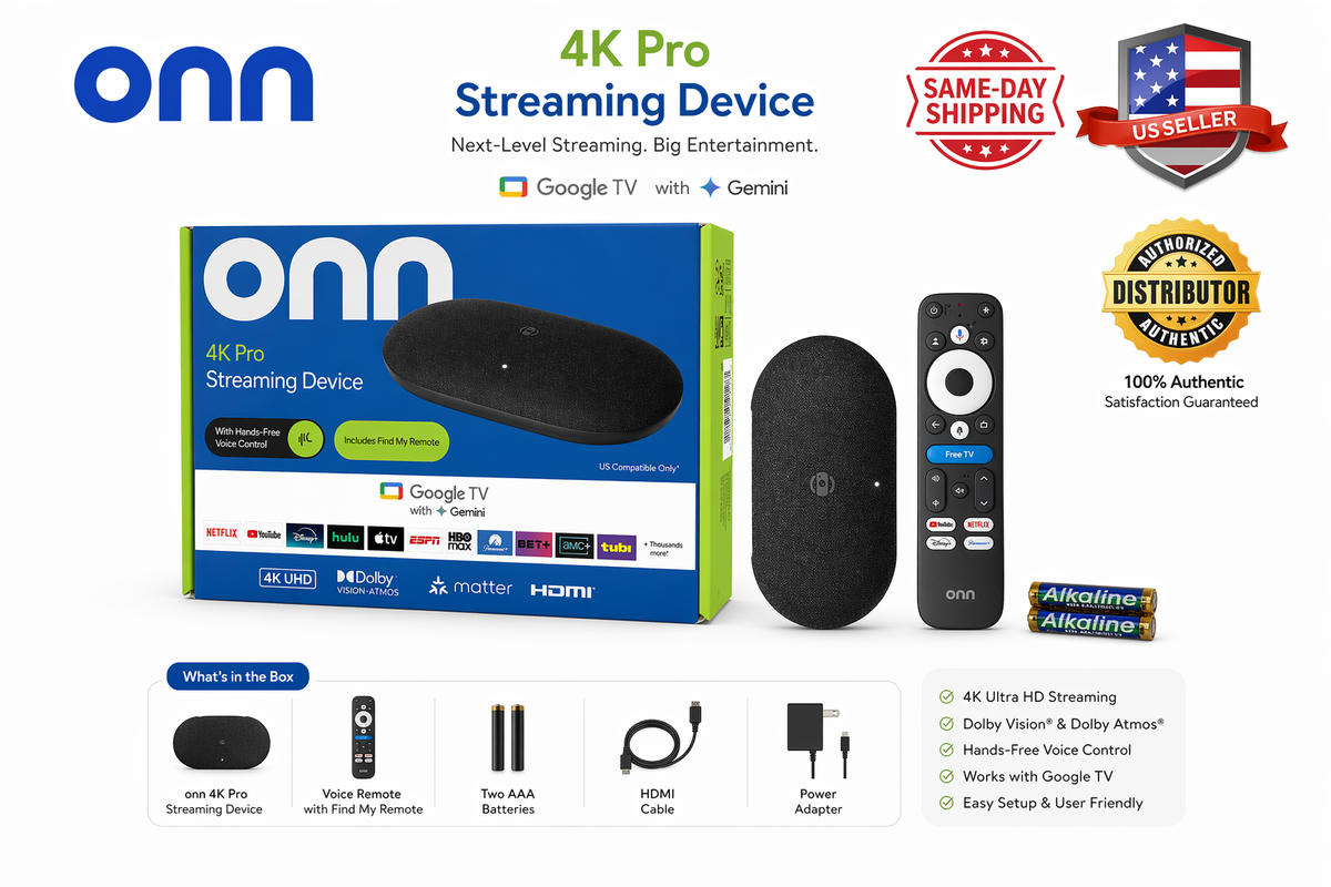 onn 4K Pro Streaming Device, Google TV with Gemini (NEW 2026 Model