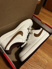 Nike Court Vision Low White Brown Gold DM9487-103 Synthetic Leather Sneakers