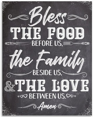 Bless The Food Before Us Family Beside Us Love Between Us Kitchen Wall Art
