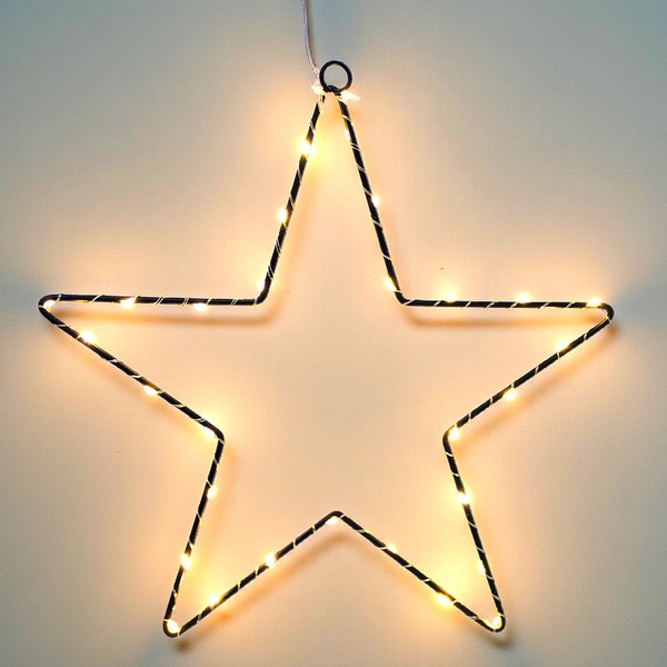 Led Leuchtstern - 40 Cm / Schwarz - Fenster Deko Weihnachts Stern Timer-image