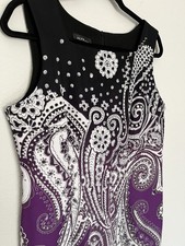 ALYX Dress Womens 12 Purple Black Paisley Pencil Straight Sleeveless Business