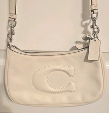 COACH Teri Shoulder Bag Sm White/Off White Silver Hardware W/Crossbody Strap