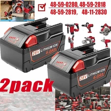 2X 6.0Ah For MILWAUKEE 28V Lithium Battery FORGE 48-11-2830 48-59-2819 With LED