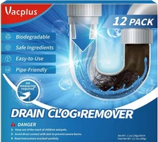 Vacplus Drain Clog Remover | 36-Pack Powerful Sink Cleaner & Deodorizer