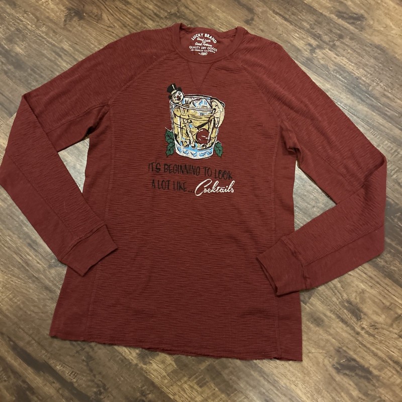 Lucky Brand Holiday Spirit Burnout Thermal Long Sleeve Shirt Men’s Size L