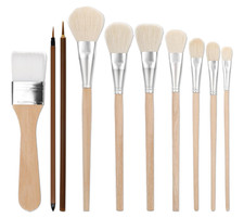 10 Pcs Assorted Size Mop Brush for Acrylic Painting Goat Hair Oil Painting Brush