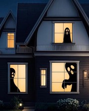 Halloween Window Decorations Ghost Window Silhouettes 3 Pack Ghost Style 1