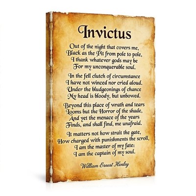 Invictus Poem Wall Art Poster Canvas by William Ernest Henley,Inspirational 