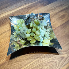 SABATTINI Italien Design Schale 31x31cm + 4er Set XXL Jade Stein-Weintrauben Vin