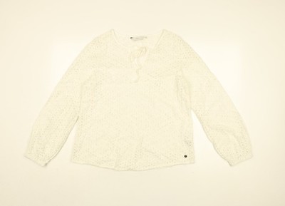 NUMPH Damen weiß Blumenmuster Baumwolle Basic Bluse Größe 8 Rundhalsausschnitt