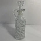 Vintage 1960's Anchor Hocking Wexford 7.5" Oil/Vinegar Cruet & Stopper
