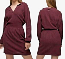 prAna Milani V-Neck Maroon Sweater Dress Women’s M Wool Blend Long Sleeve Fall