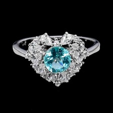 925 Sterling Silver Ring Round Apatite 6mm Natural Gemstone Jewelry Size 7