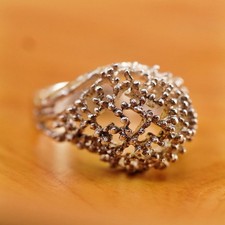 Size 7, vintage Sterling 925 silver handmade ring, 925 beads band